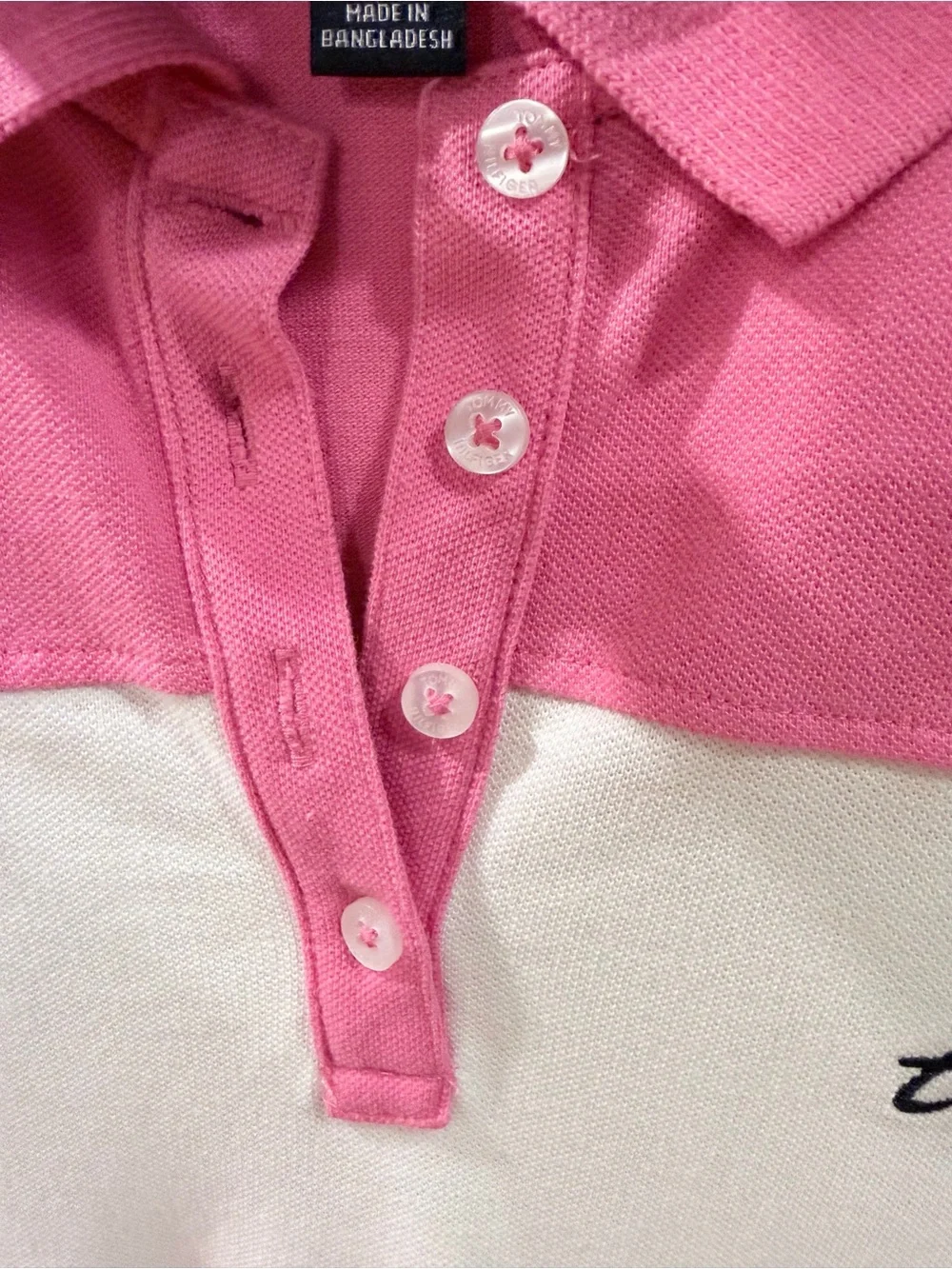 Tommy Hilfiger Girls Pink White Colorblock Polo Dress Size L 12/14